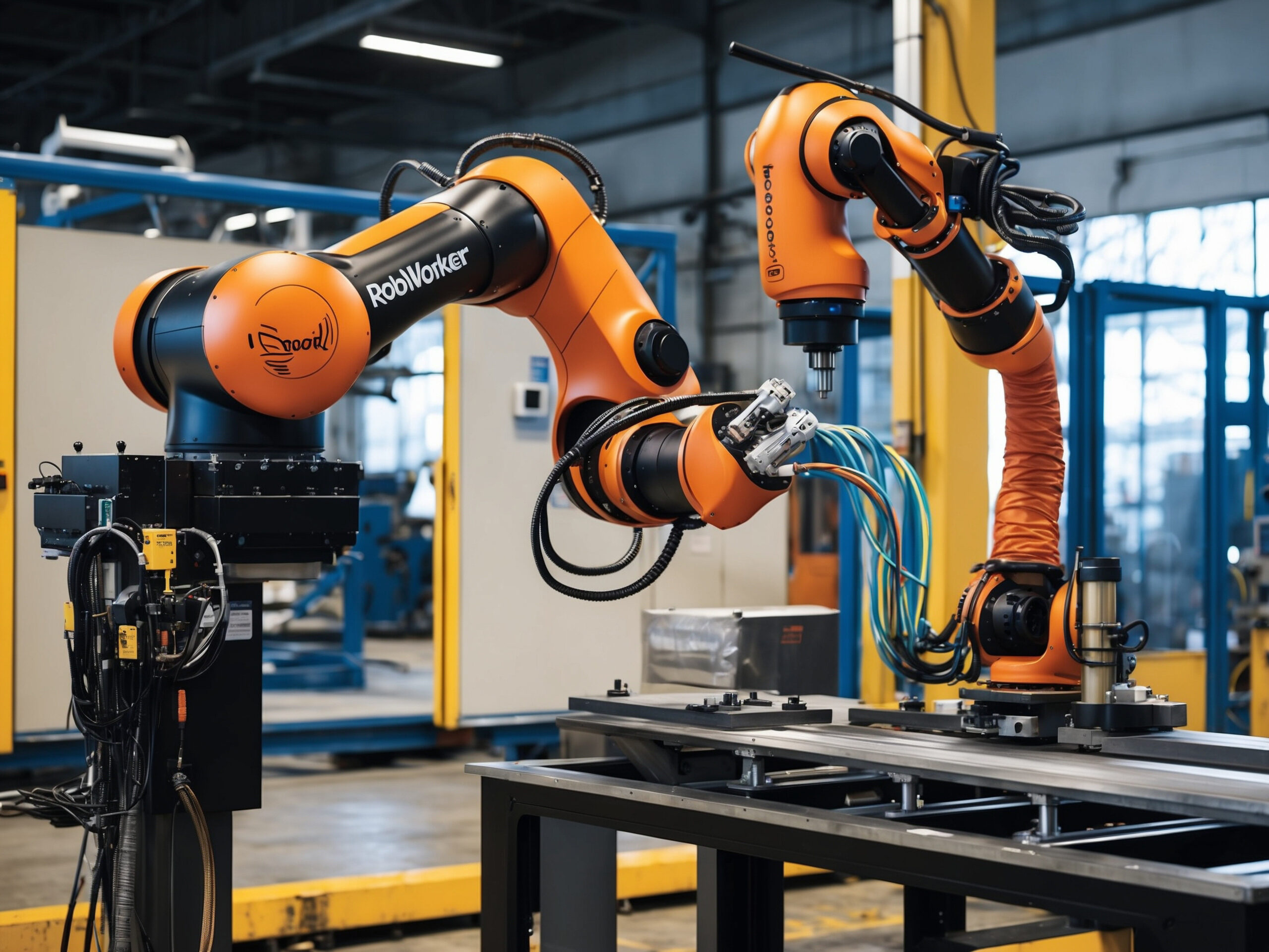 Industrial robot arm in a smart factory